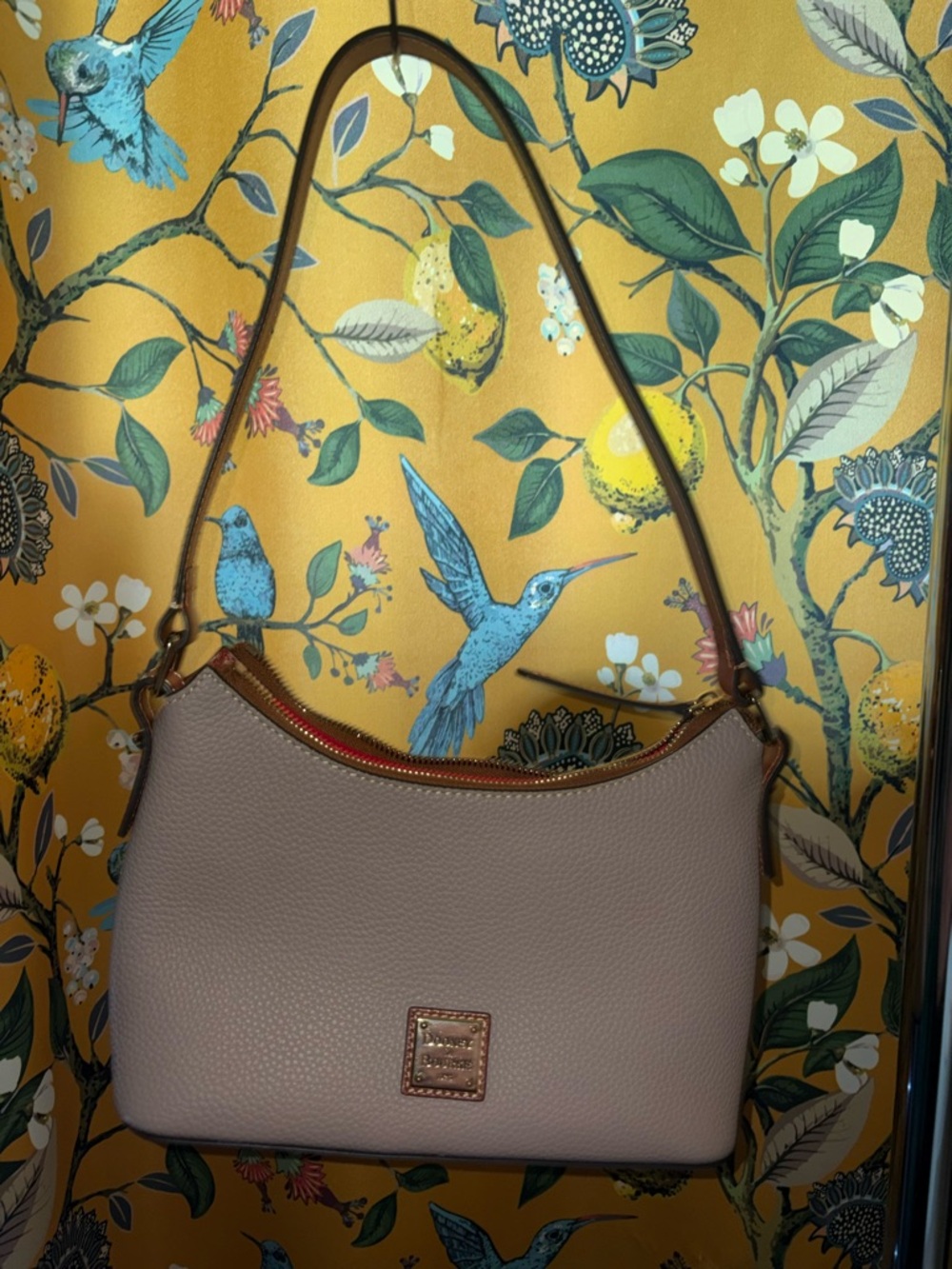 Dooney & Bourke Pebbled Leather Shoulder Bag in Taupe